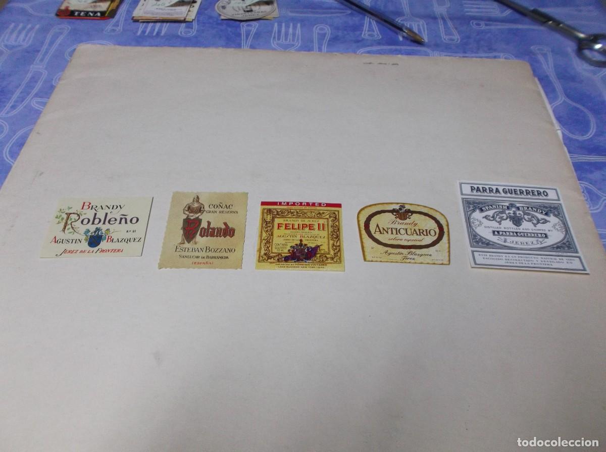 Etiquetas antiguas: ETIQUETAS MINIATURAS DE BRANDY Y CO&Ntilde;AC DE VARIAS BODEGAS. - LOTE 4 - 5 UNID.DIFERENTES.