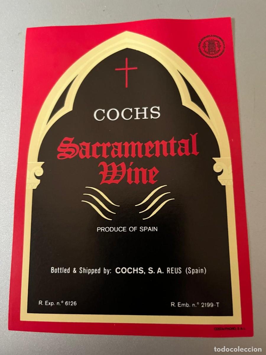 Etiquetas antiguas: etiqueta Cochs Sacrament Wine