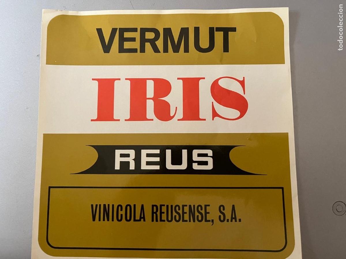 Etiquetas antiguas: etiqueta adhesiva grande Iris Reus Tarragona