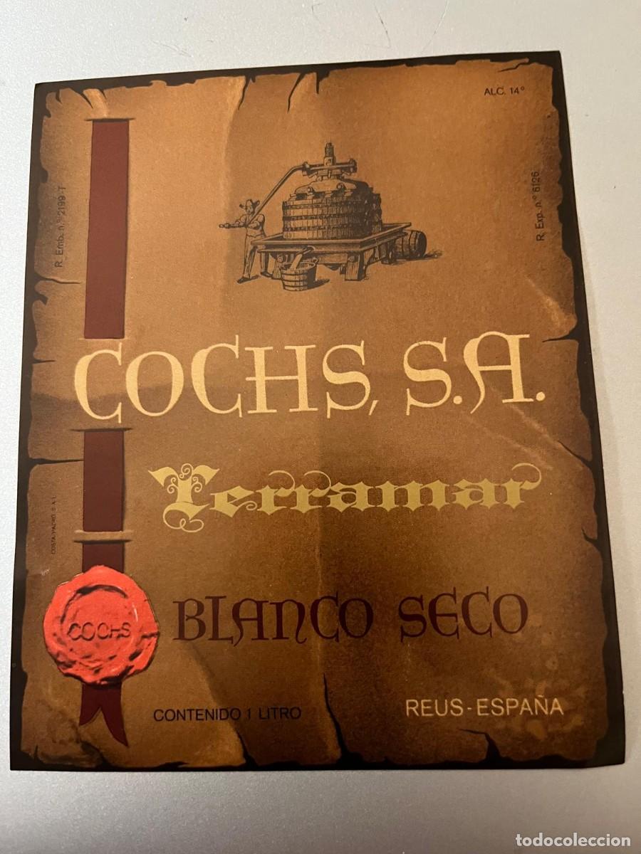 Etiquetas antiguas: etiqueta Cochs vi&ntilde;a Salauris tinto Reus Tarragona