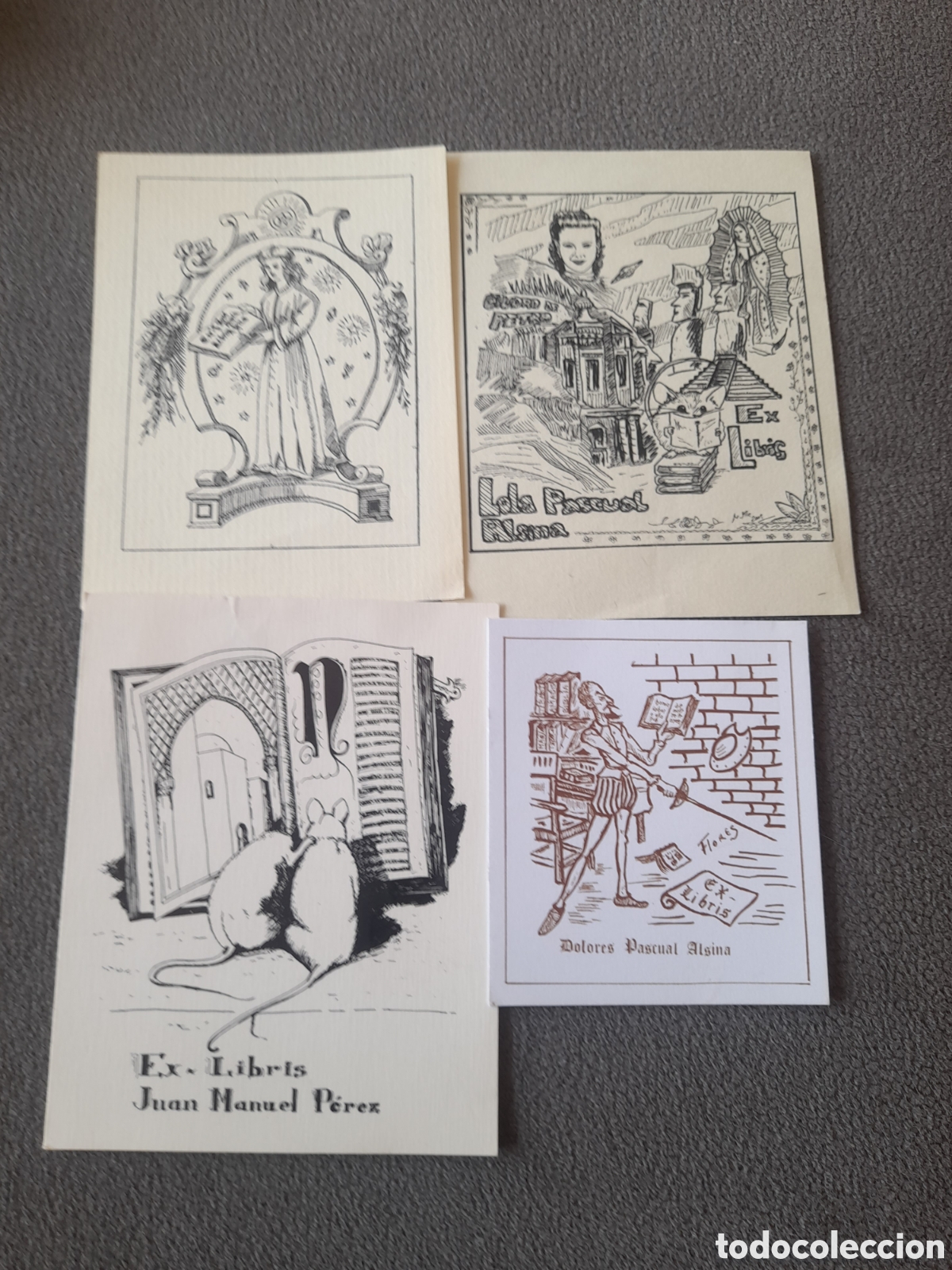 Etiquetas antiguas: 4 ex-libris antiguos