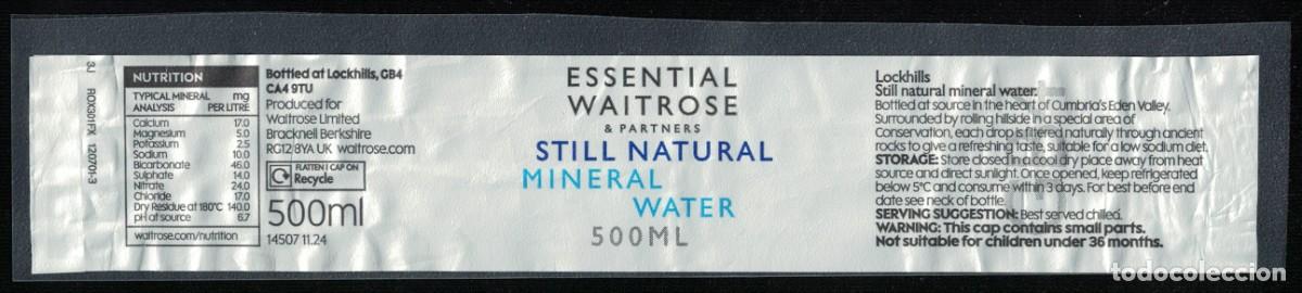 Etiquetas antiguas: Etiquette Eau Min&eacute;rale Naturelle Essential Waitrose 500 Ml RP651
