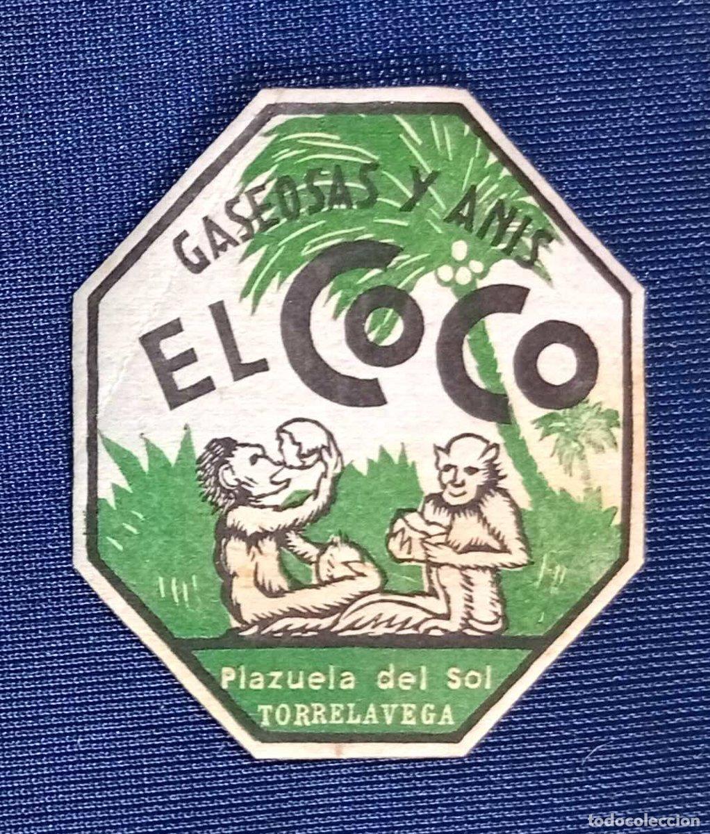 Etiquetas antiguas: ETIQUETA GASEOSAS Y ANIS EL COCO. PLAZUELA DEL SOL. TORRELAVEGA, CANTABRIA.