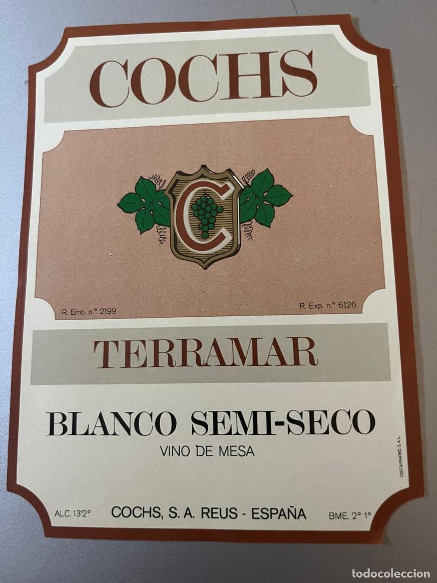 Etiquetas antiguas: etiqueta Cochs Terramar blanco semi-seco Reus Tarragona