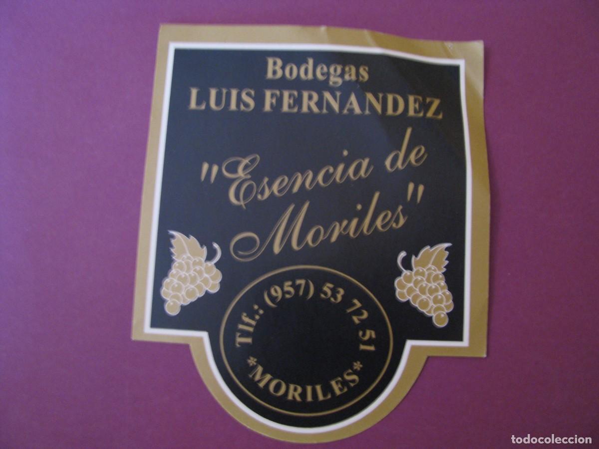 Etiquetas antiguas: ETIQUETA, PEGATINA. MORILES. BODEGAS LUIS FERNANDEZ. ESENCIA DE MORILES. 12,5X10,5 CM
