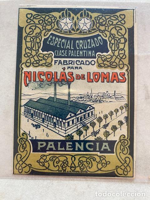 Etiquetas antiguas: Etiqueta Publicidad Tejidos Nicolas de Lomas. Palencia. 10 x 7 cm.