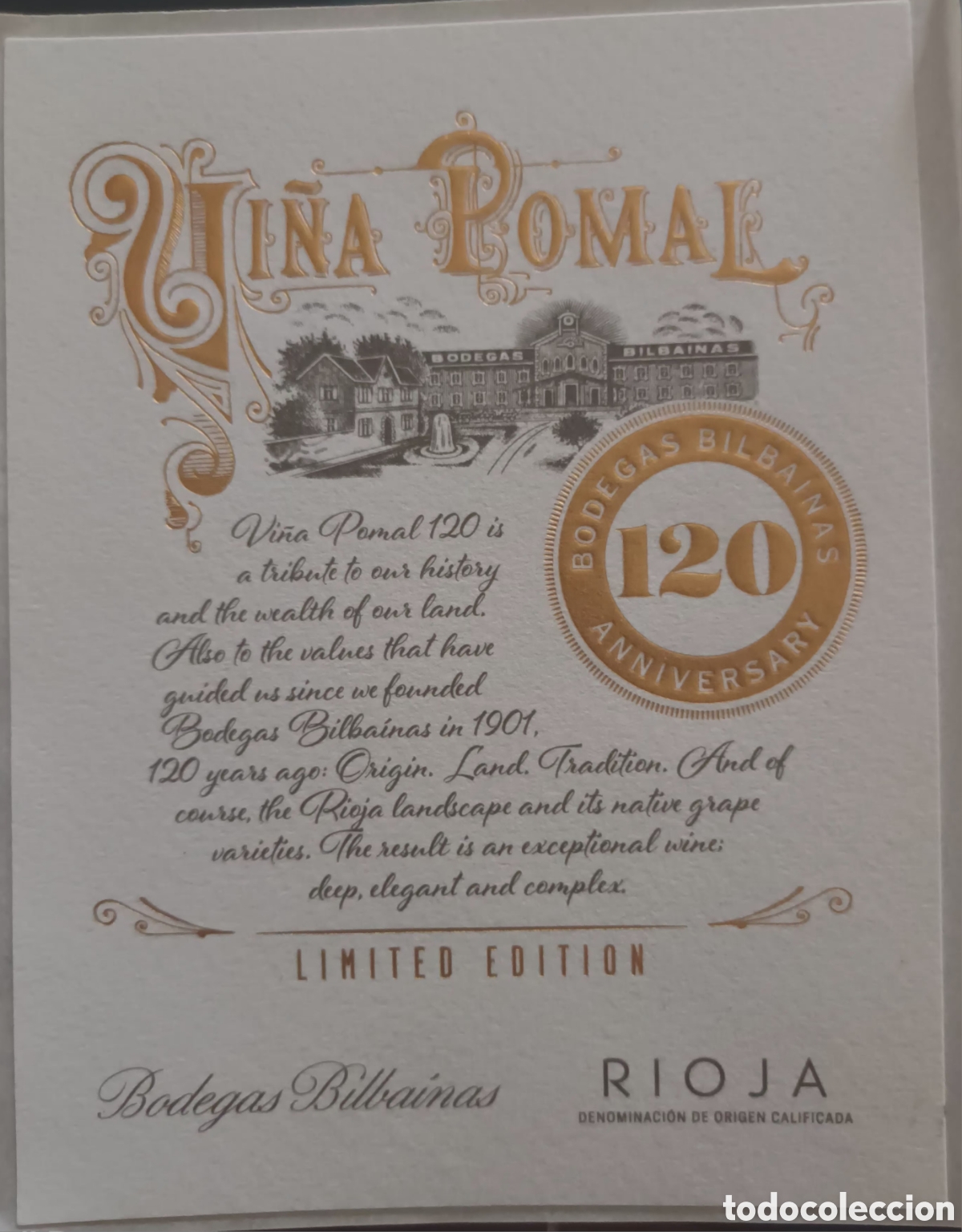 Etiquetas antiguas: ETIQUETA VI&Ntilde;A POMAL. 120 ANIVERSARIO