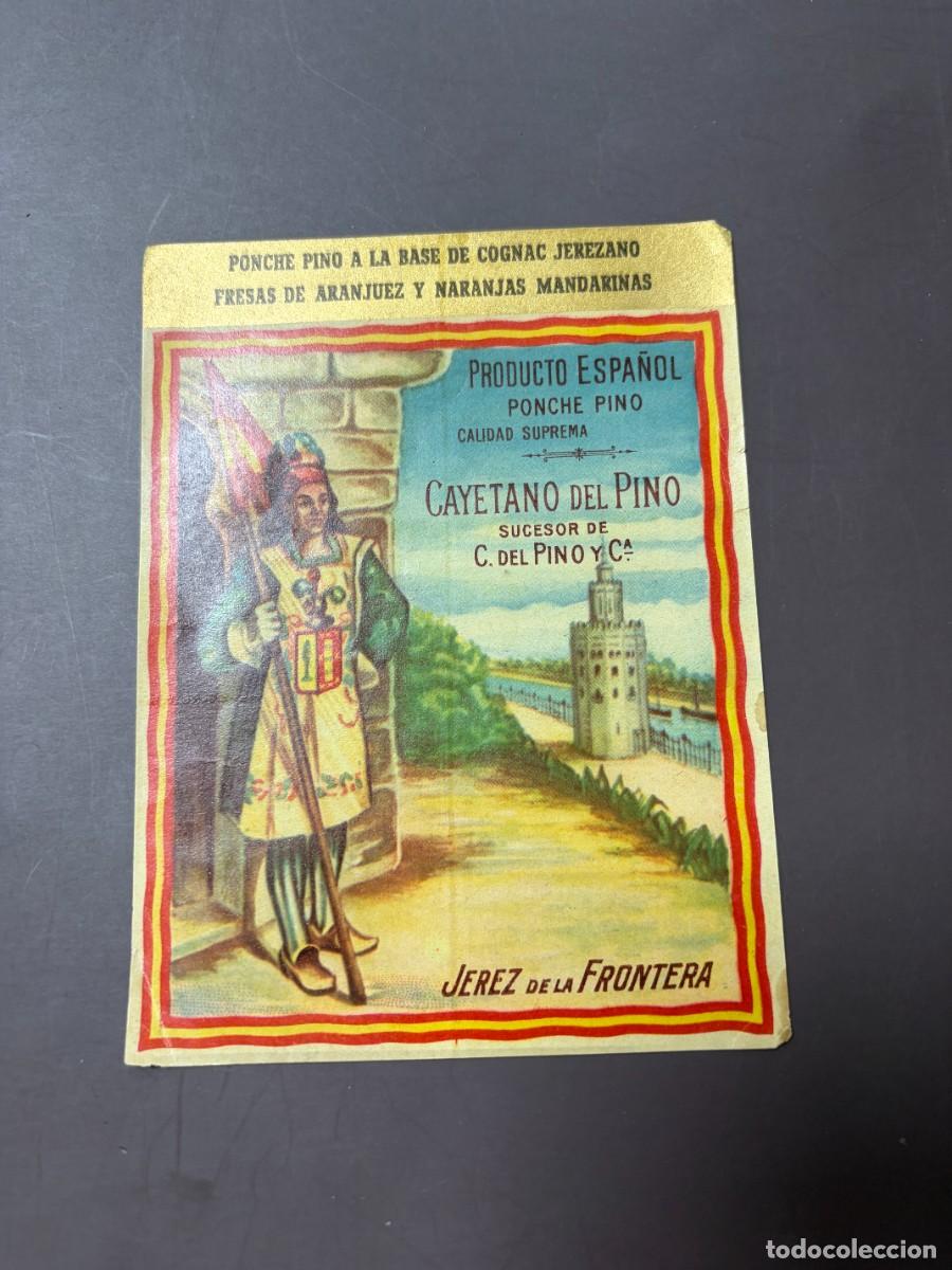 Etiquetas antiguas: ETIQUETA DE VINO. PONCHE PINO. CAYETANO DEL PINO Y CIA. JEREZ DE LA FRA.