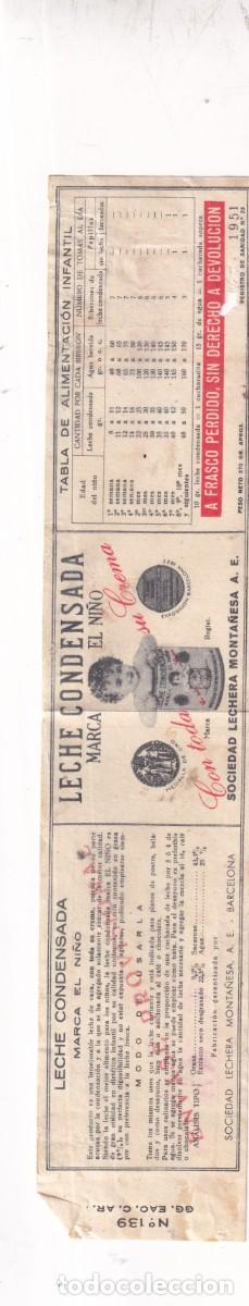 Etiquetas antiguas: LECHE CONDENSADA.MARCA EL NI&Ntilde;O. SOCIEDAD LECHERA MONTA&Ntilde;ESA . A&Ntilde;O 1951 ETIQUETA . 4,5 X 25,50 CM.