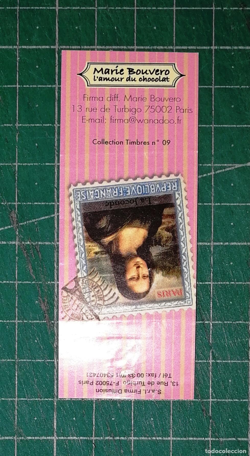 Etiquetas antiguas: CROMO ENVOLTORIO CHOCOLATE. MAR&Iacute;E BOUVERO. Collection Timbres 9. SELLO GIOCONDA MONA LISA ETIQUETA