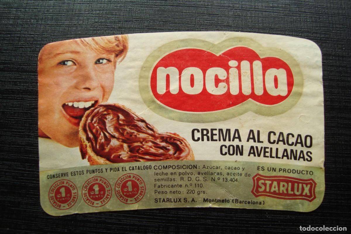 Etiquetas antiguas: ANTIGUA ETIQUETA CREMA CACAO NOCILLA. STARLUX. MONTMELO BARCELONA.