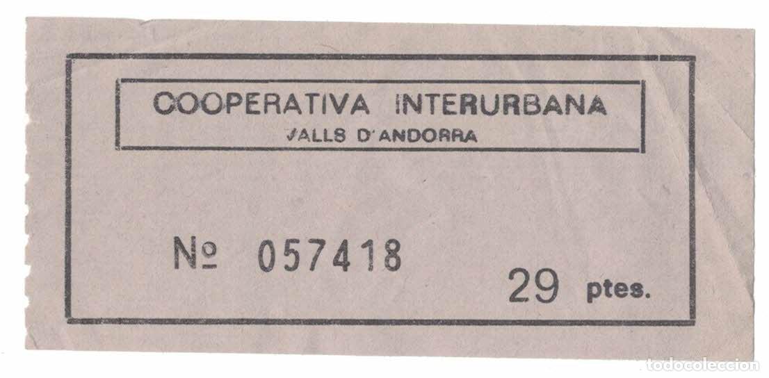 Etiquetas antiguas: Billete Cooperativa Interurbana Valls d&rsquo;Andorra 29 ptas.