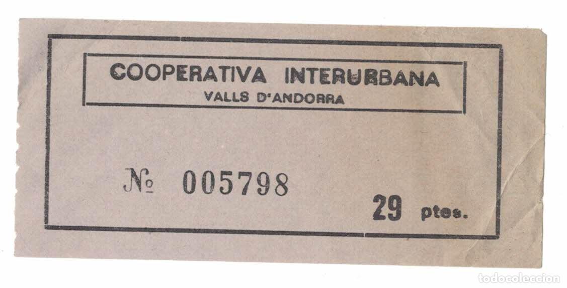Etiquetas antiguas: Billete Cooperativa Interurbana Valls d&rsquo;Andorra 29 ptas.