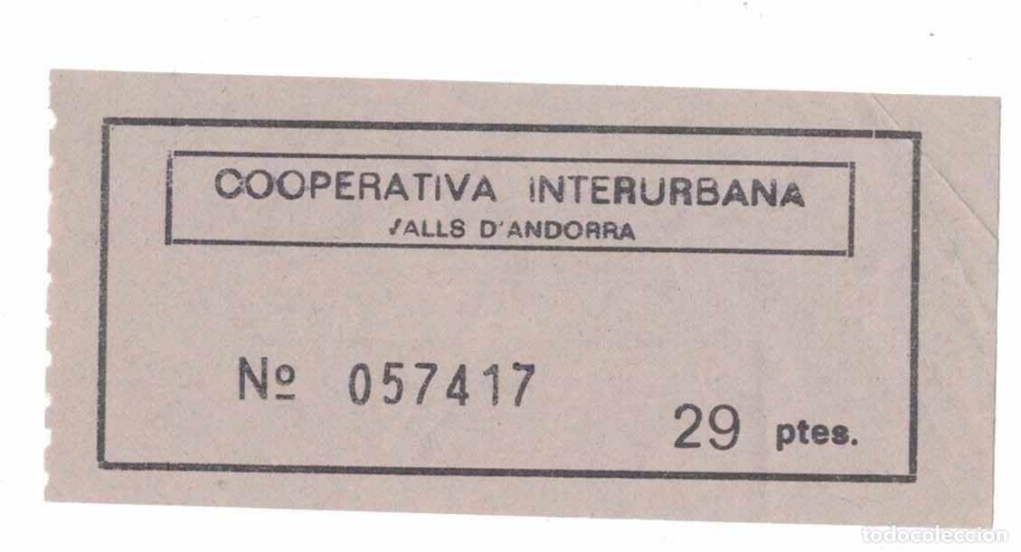 Etiquetas antiguas: Billete Cooperativa Interurbana Valls d&rsquo;Andorra 29 ptas.