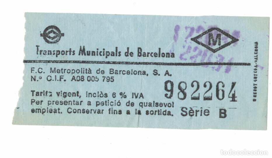 Etiquetas antiguas: Billete Transports Municipals de Barcelona S&egrave;rie B