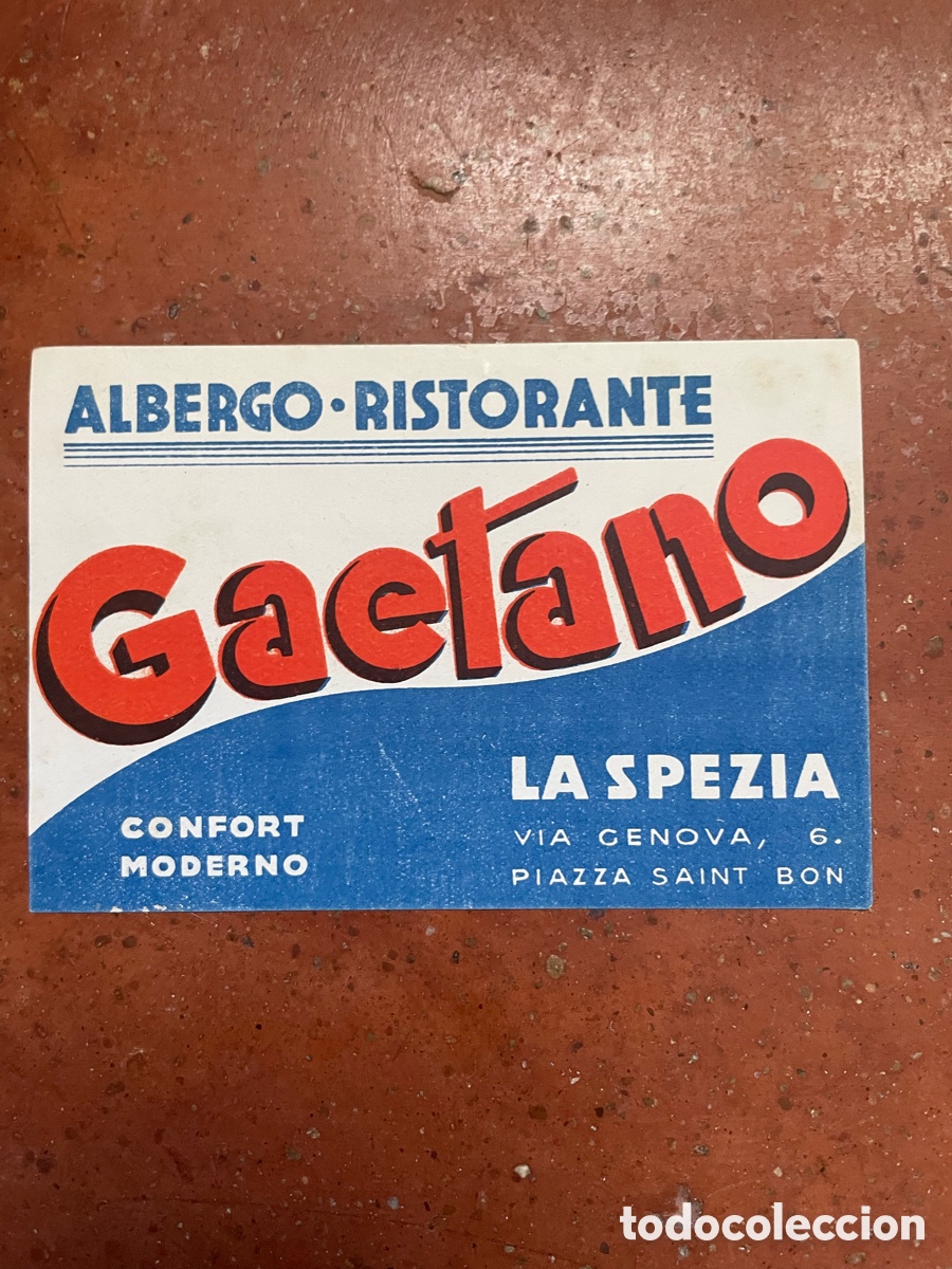 Etiquetas antiguas: Etiqueta Albergo-Ristoranti Gaetano, 8cm alto x 12 cm ancho
