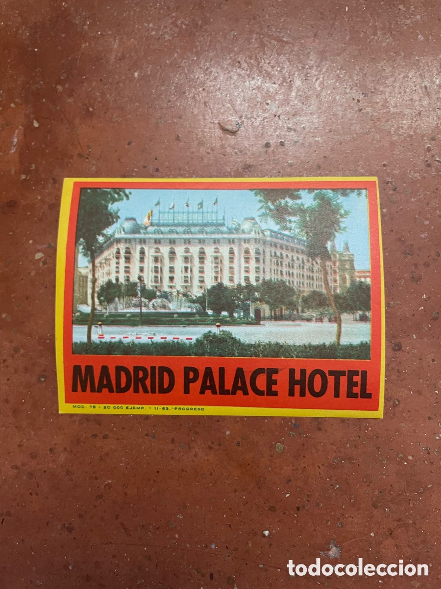 Etiquetas antiguas: Etiqueta Madrid Palace Hotel, 8cm alto x 11cm ancho