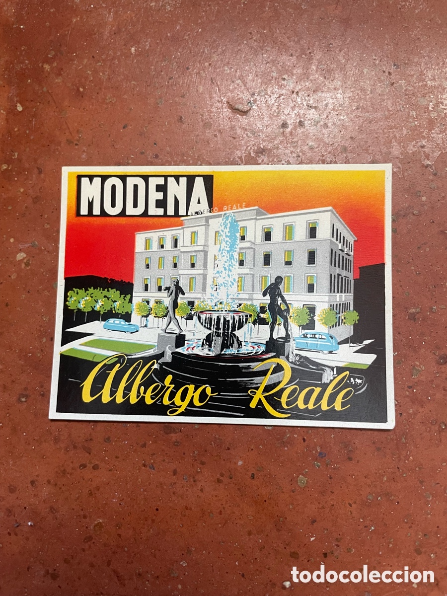 Etiquetas antiguas: Etiqueta Albergo Reale, 8cm alto x 10cm ancho