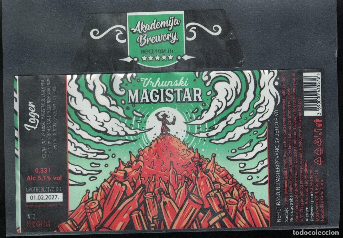 Etiquetas antiguas: Montenegro Lot 2 Etiquettes Bi&egrave;re Beer Labels Akademija Brewery Magistar RP688