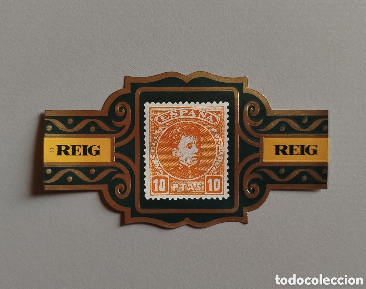 Etiquetas antiguas: Vitola. Sellos cl&aacute;sicos espa&ntilde;oles. Alfonso XIII