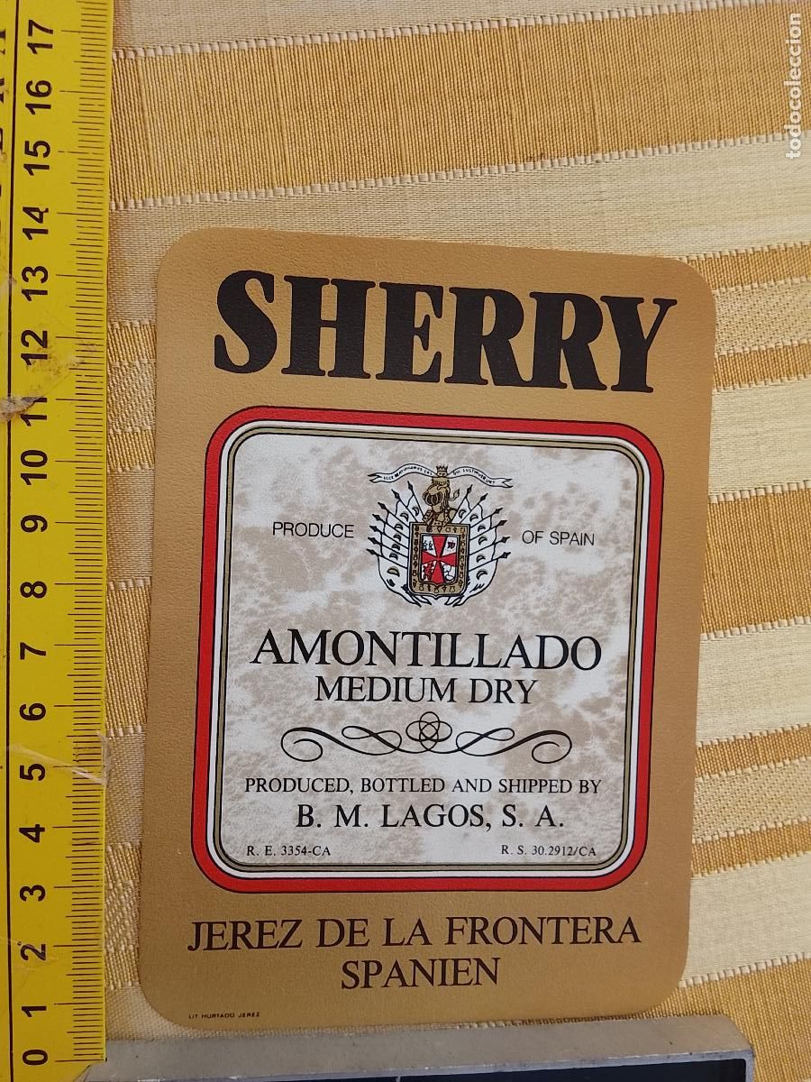 Etiquetas antiguas: HAGA SU OFERTA - ANTIGUA ETIQUETA DE VINO LICOR co&ntilde;ac manzanilla fino SANLUCAR JEREZ CADIZ EL PUERTO