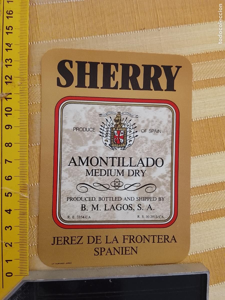 Etiquetas antiguas: HAGA SU OFERTA - ANTIGUA ETIQUETA DE VINO LICOR co&ntilde;ac manzanilla fino SANLUCAR JEREZ CADIZ EL PUERTO