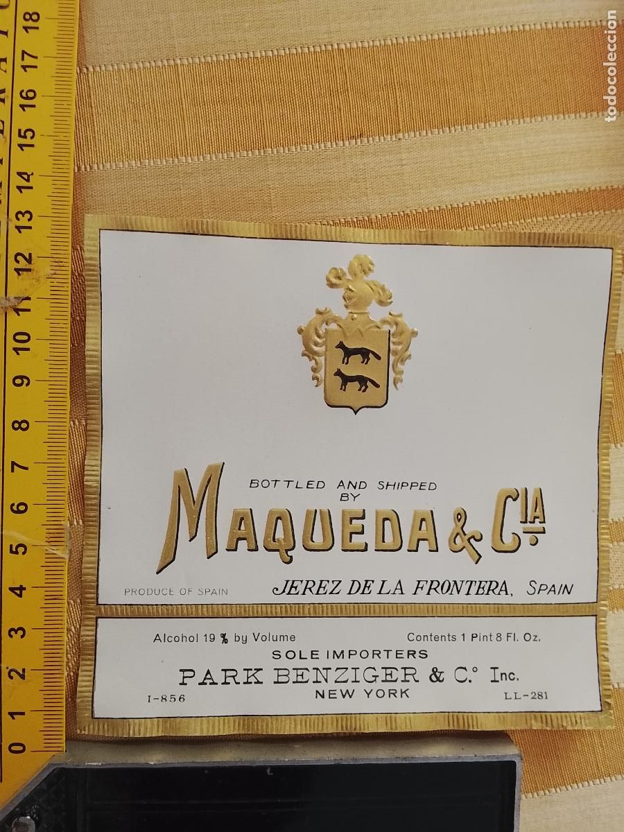 Etichette antiche: HAGA SU OFERTA - ANTIGUA ETIQUETA DE VINO LICOR co&ntilde;ac manzanilla fino SANLUCAR JEREZ CADIZ EL PUERTO