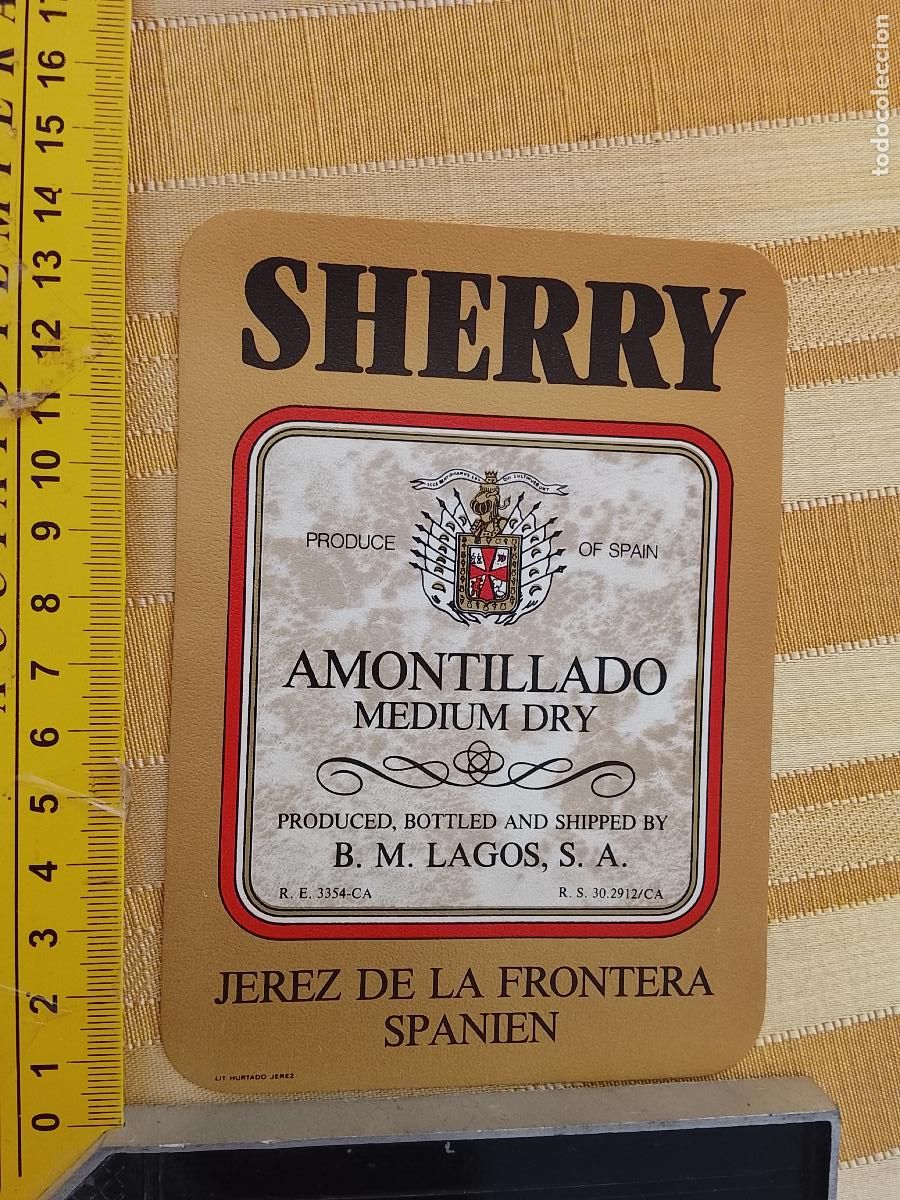 Etiquetas antiguas: HAGA SU OFERTA - ANTIGUA ETIQUETA DE VINO LICOR co&ntilde;ac manzanilla fino SANLUCAR JEREZ CADIZ EL PUERTO