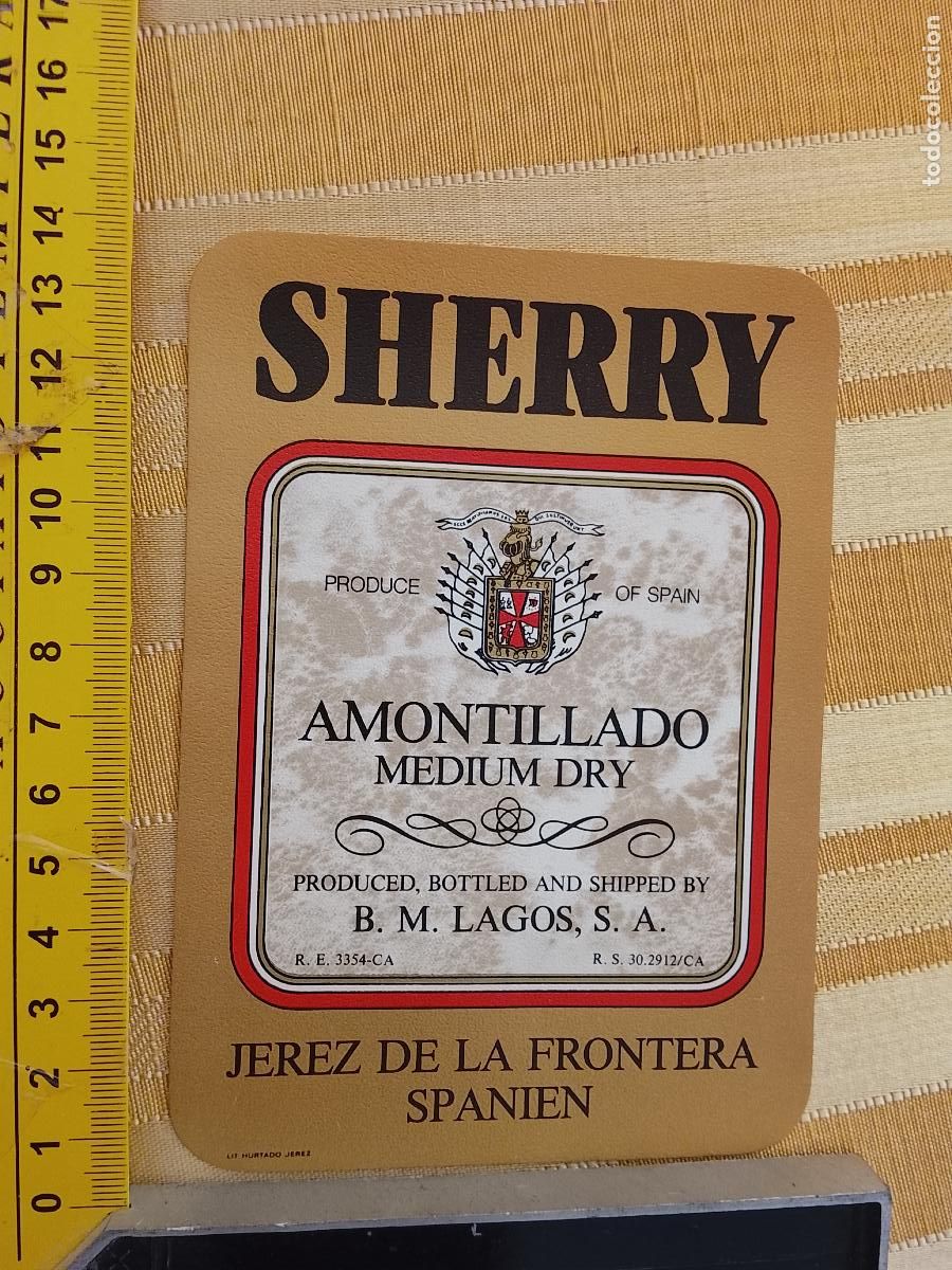 Etiquetas antiguas: HAGA SU OFERTA - ANTIGUA ETIQUETA DE VINO LICOR co&ntilde;ac manzanilla fino SANLUCAR JEREZ CADIZ EL PUERTO