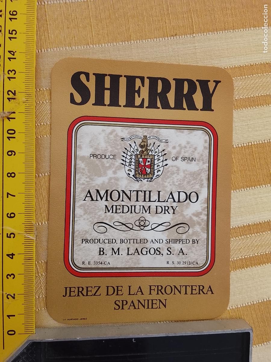 Etiquetas antiguas: HAGA SU OFERTA - ANTIGUA ETIQUETA DE VINO LICOR co&ntilde;ac manzanilla fino SANLUCAR JEREZ CADIZ EL PUERTO