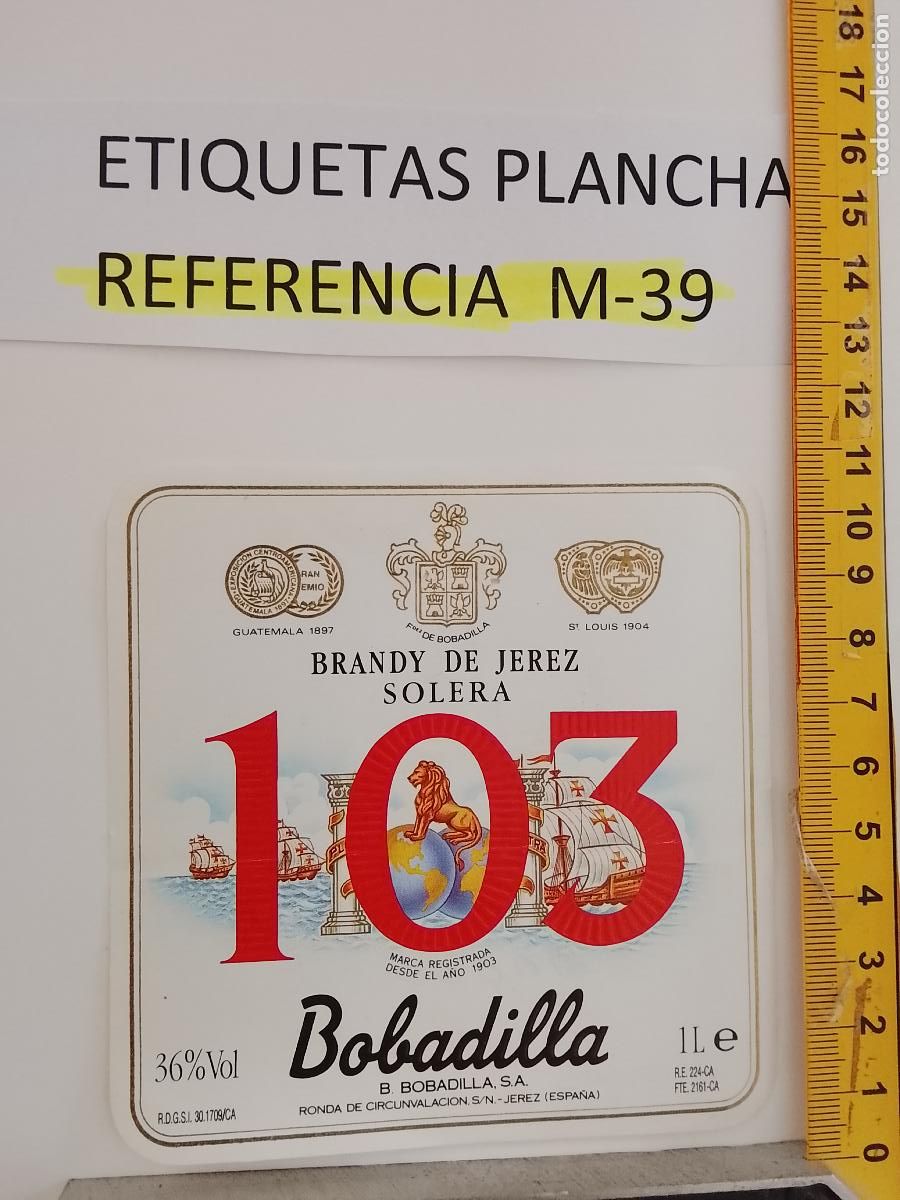 Etichette antiche: HAGA SU OFERTA - ANTIGUA ETIQUETA DE VINO LICOR co&ntilde;ac manzanilla fino SANLUCAR JEREZ CADIZ EL PUERTO