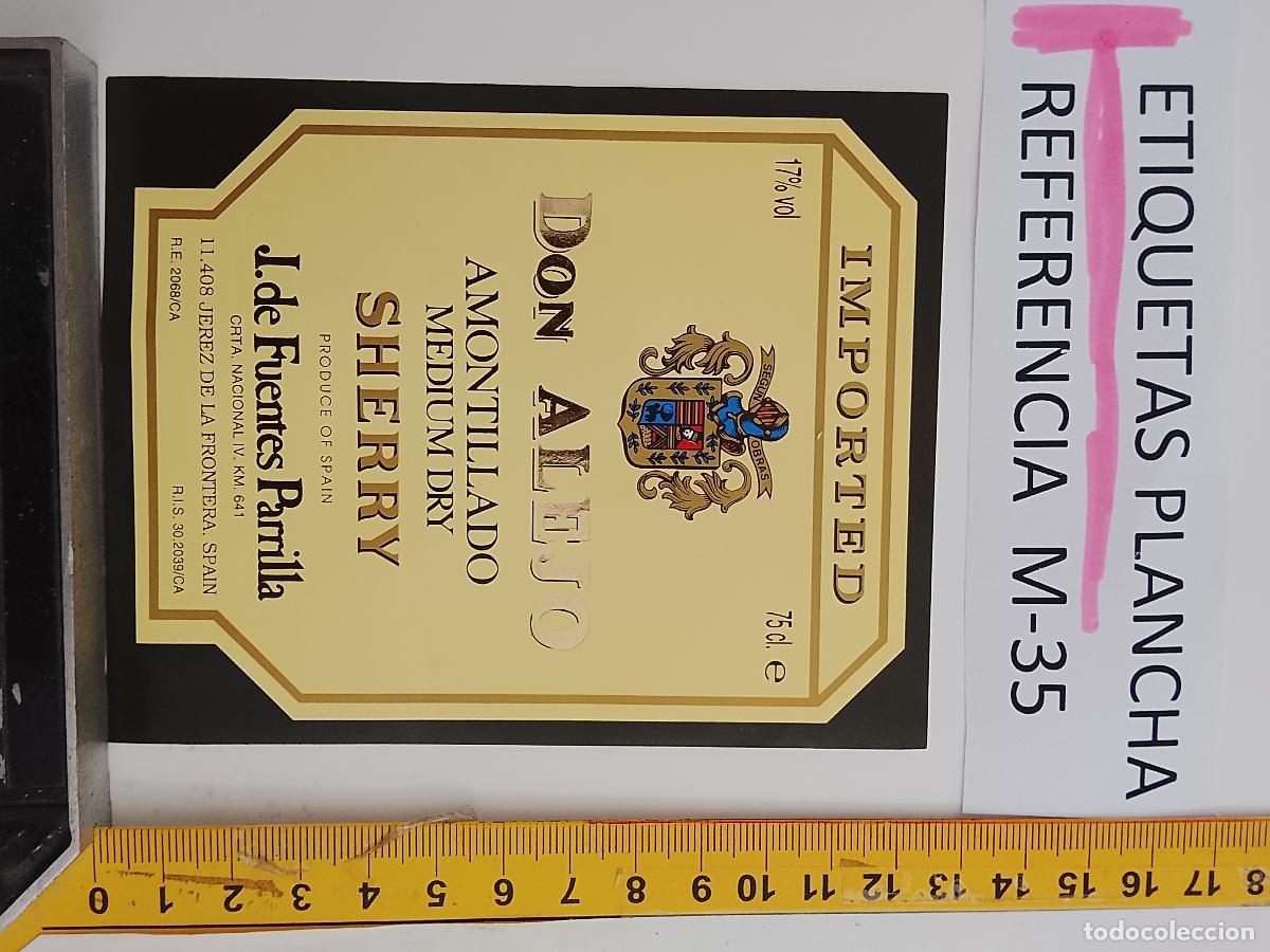 Etichette antiche: HAGA SU OFERTA - ANTIGUA ETIQUETA DE VINO LICOR co&ntilde;ac manzanilla fino SANLUCAR JEREZ CADIZ EL PUERTO