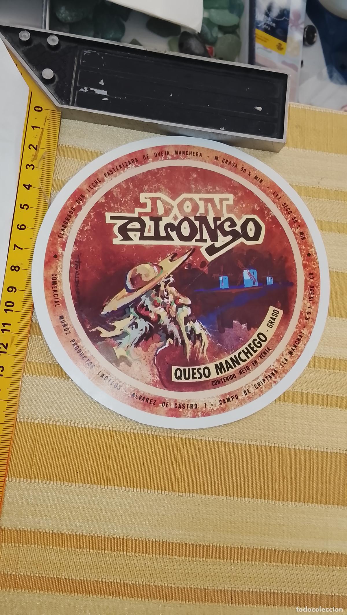 Etiquetas antiguas: GRAN ETIQUETA GRANDE DE QUESO MANCHEGO DON ALONSO DON QUIJOTE CAMPO DE CRIPTANA LA MANCHA LACTEOS