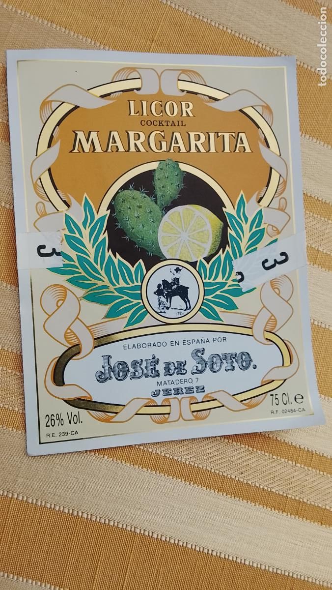 Etiquetas antiguas: ANTIGUA ETIQUETA LICOR DE MARGARITA JOSE DE SOTO JEREZ
