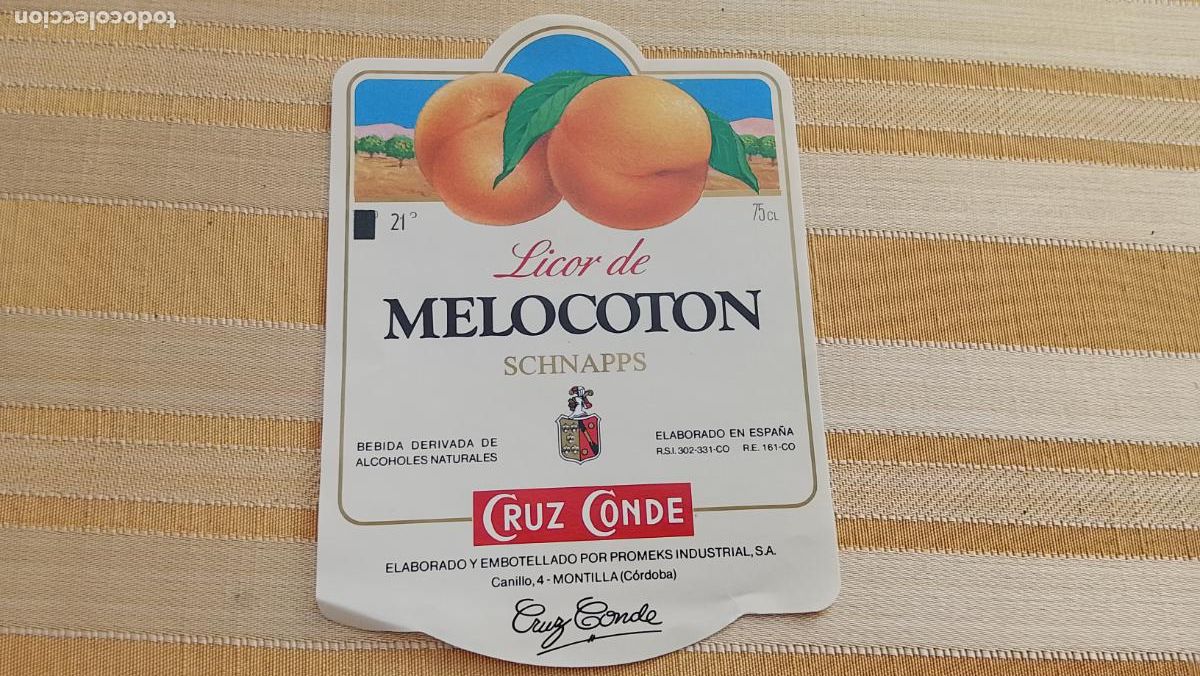 Etiquetas antiguas: ANTIGUA ETIQUETA MELOCOTON LICOR CRUZ CONDE MONTILLA CORDOBA