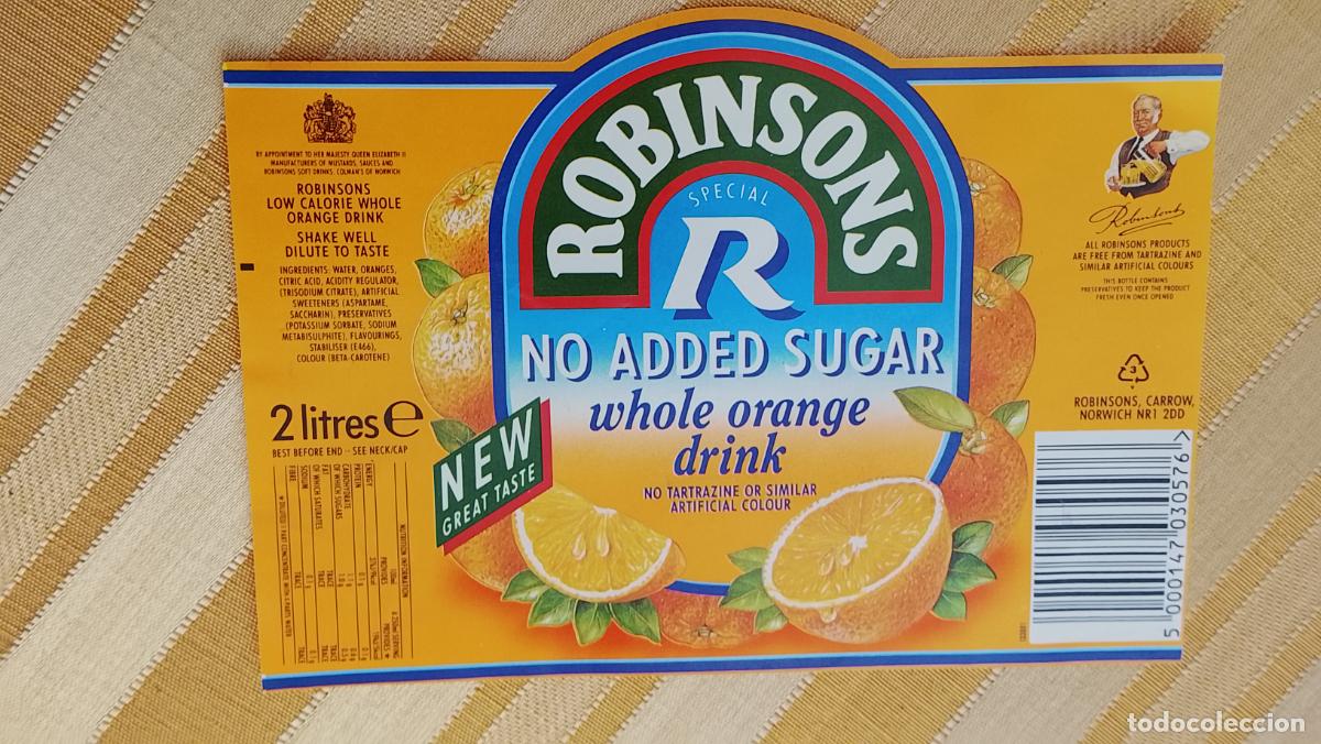 Etiquetas antiguas: ANTIGUA ETIQUETA REFRESCO DE NARANJA 2 LITROS