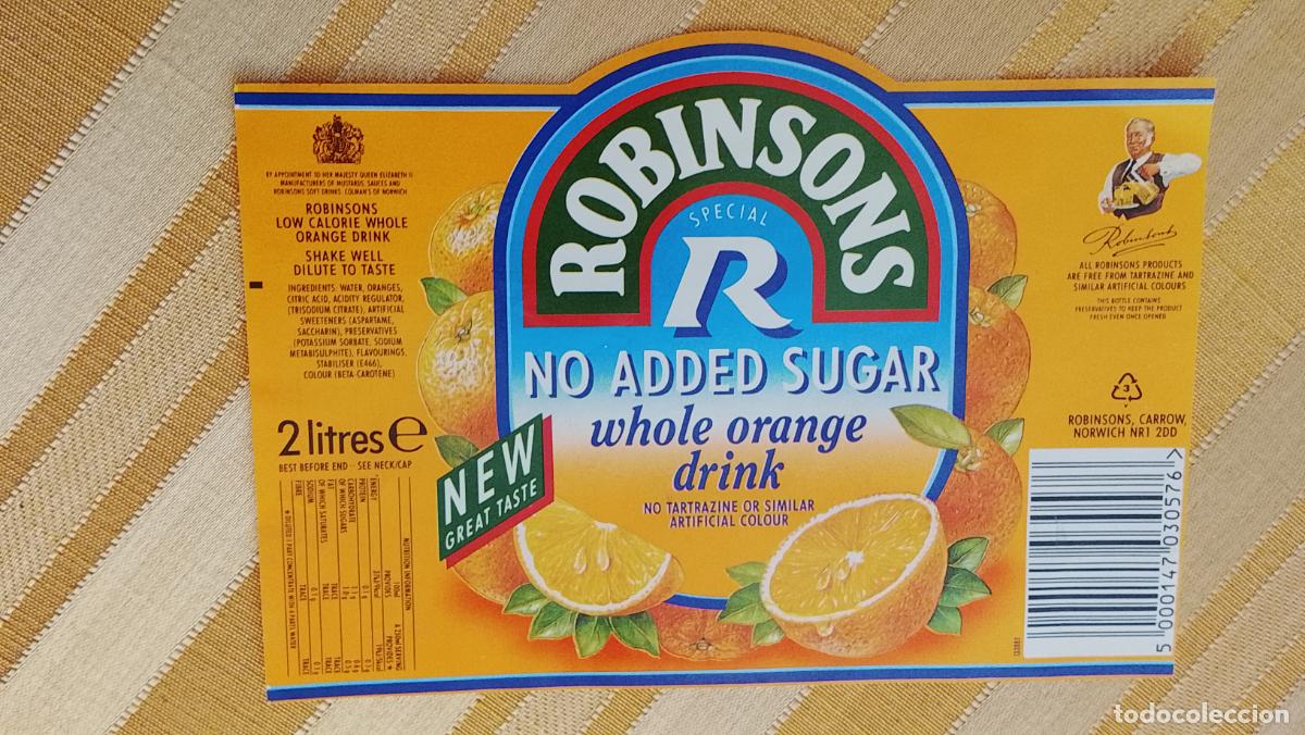 Etiquetas antiguas: ANTIGUA ETIQUETA REFRESCO DE NARANJA 2 LITROS