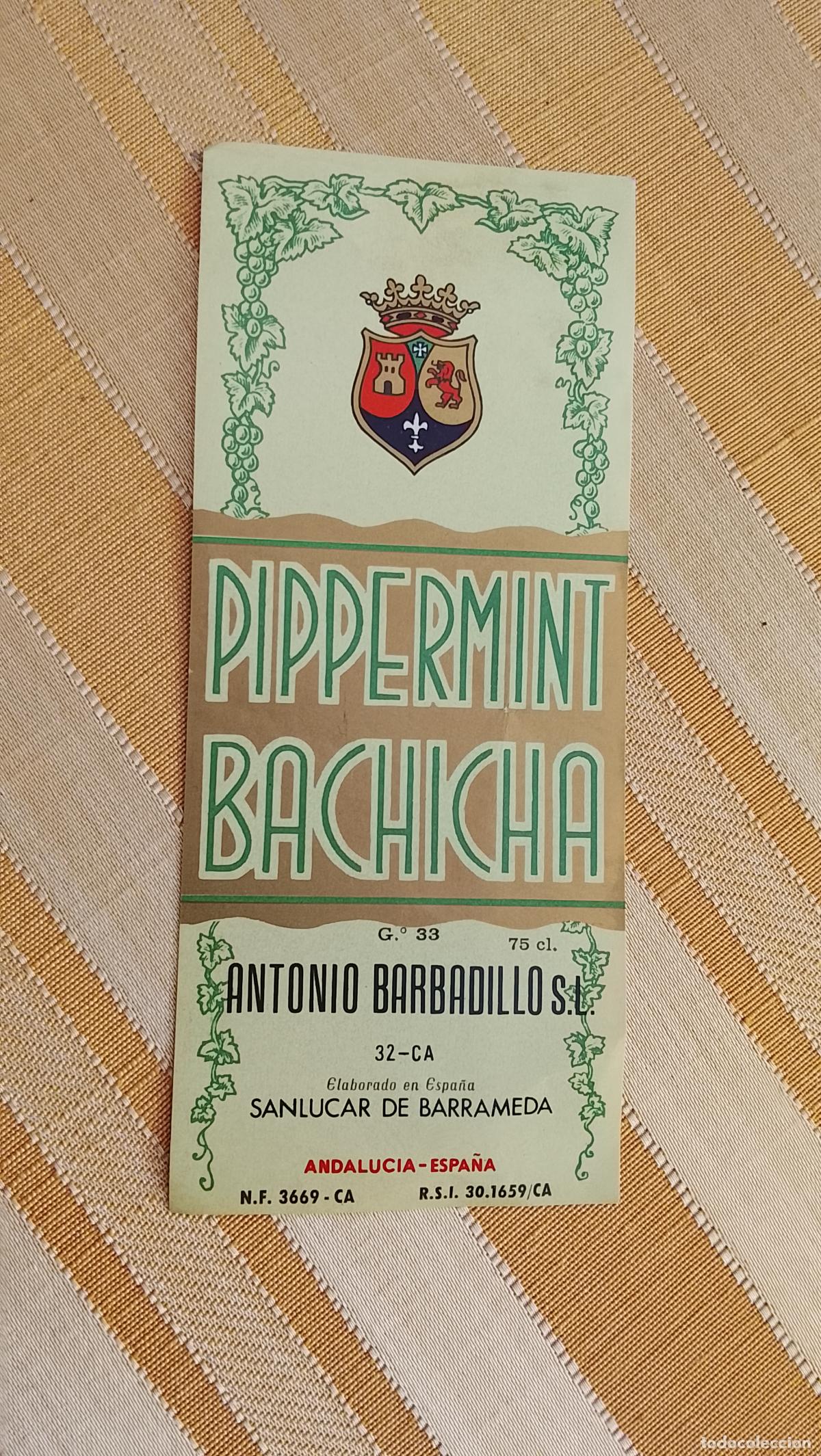 Etiquetas antiguas: ANTIGUA ETIQUETA ETIQUETA PIPPERMINT DE ANTONIO BARBADILLO SANLUCAR DE BARRAMEDA CADIZ