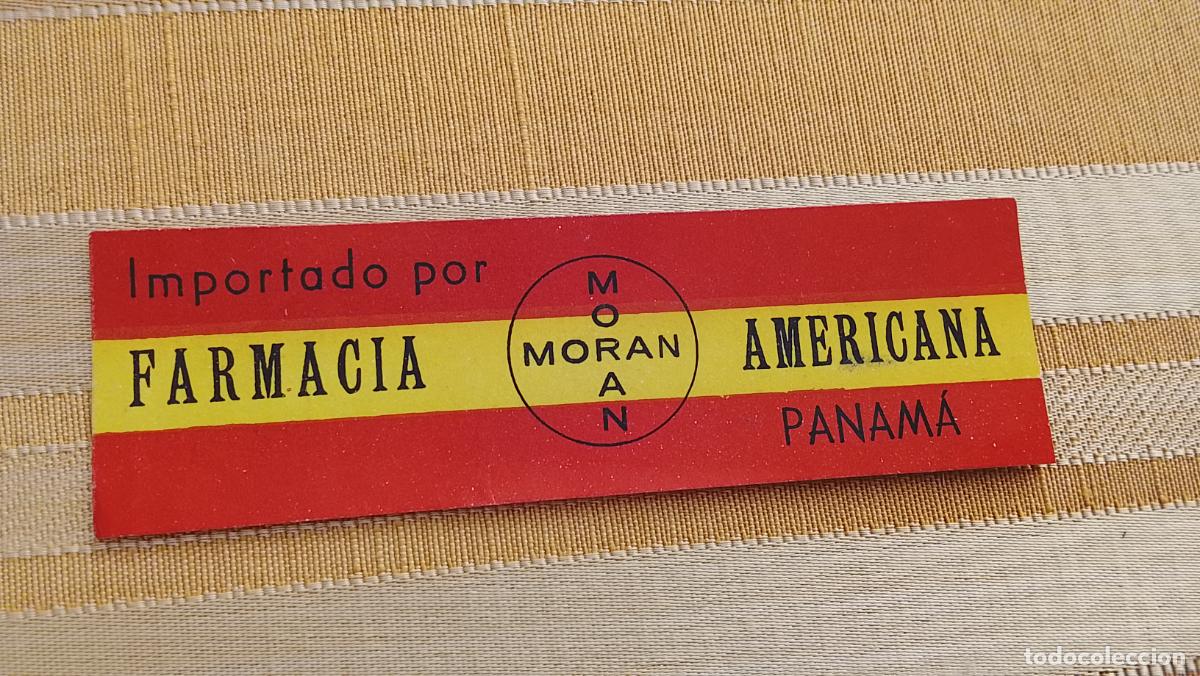 Etiquetas antiguas: ETIQUETA PATRIOTICAS, IMPORTADO POR -FARMACIA MORAN AMERICANA-. BANDERA ESPA&Ntilde;A PANAMA