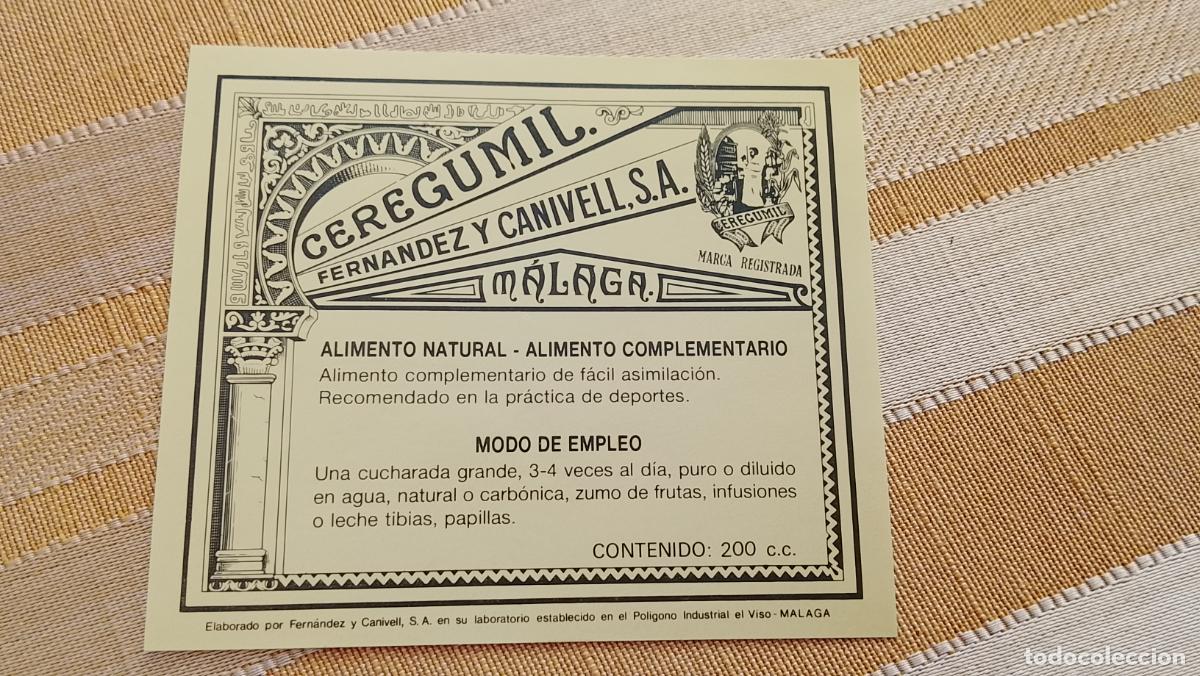 Etiquetas antiguas: ETIQUETA CEREGUMIL FERNANDEZ Y CARNIVELL S.A. MALAGA