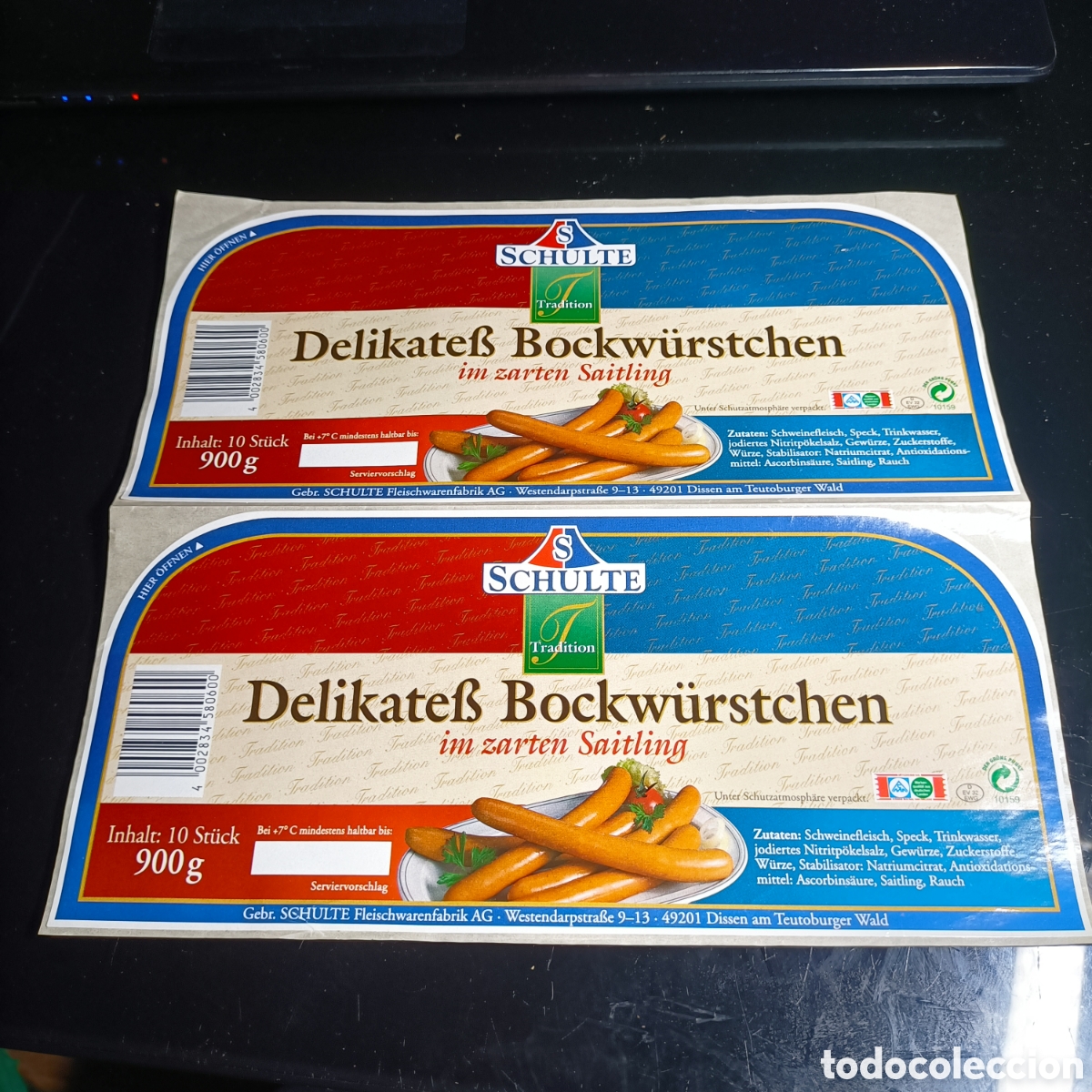 Etiquetas antiguas: DOS ETIQUETAS NUEVAS. DELIKATES BOCIW&Uuml;RSTCHEN
