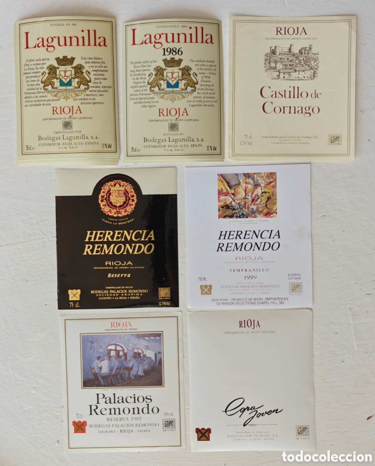 Etiquetas antiguas: Lote Etiquetas Vinos Rioja