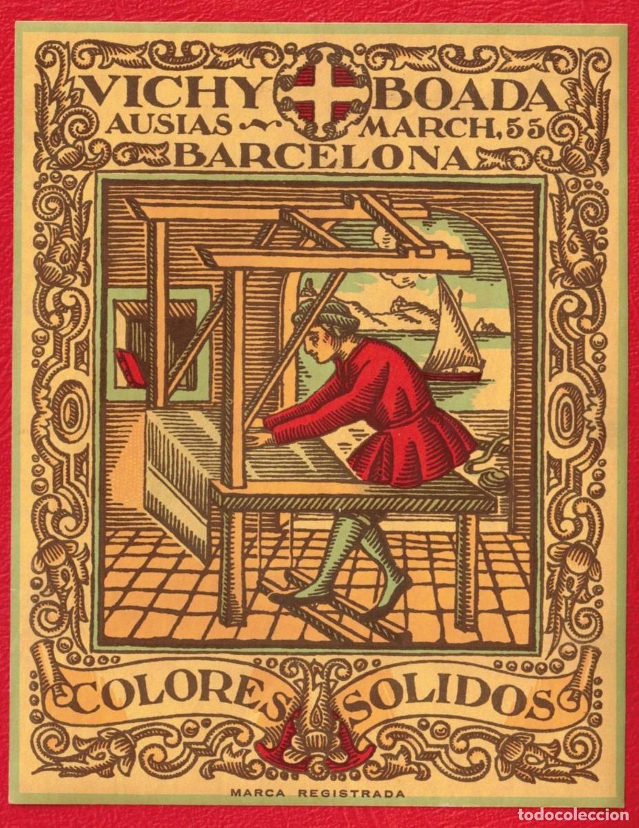 Etiquetas antiguas: Vichy Boada Ausias March 55 Colores Solidos Barcelona - Antigua etiqueta original