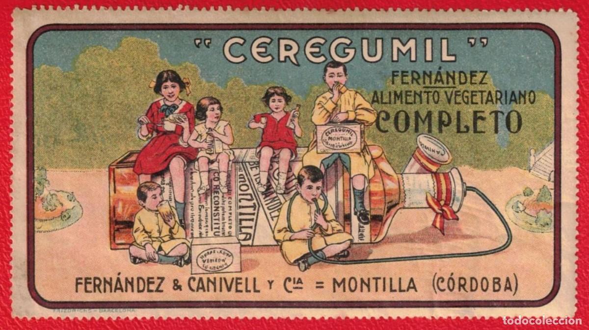 Etiquetas antiguas: Ceregumil Fernandez Alimento vegetariano Fernandez & Canivell - Montilla Cordoba