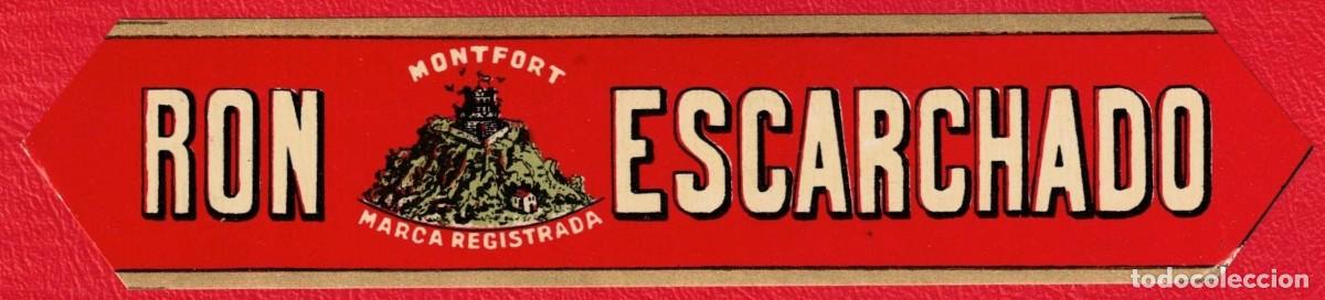 Etiquetas antiguas: Ron escarchado - Montfort marca registrada - Antigua etiqueta original