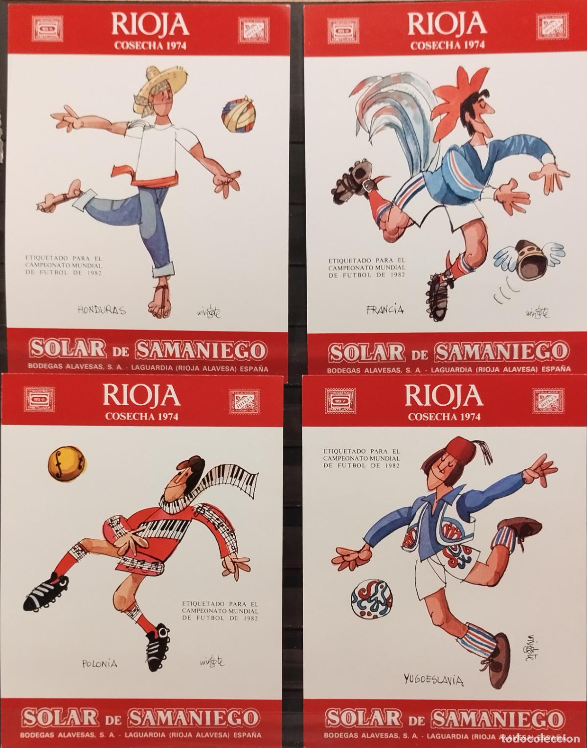 Etiquetas antiguas: ETIQUETAS DE VINO. RIOJA 1974. SOLAR DE SAMANIEGO. COLECCION ESPECIAL MUNDIAL DE FUTBOL 1982