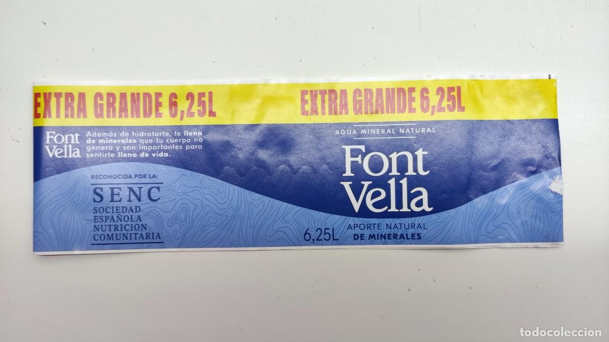 Etiquetas antiguas: ETIQUETA AGUA - FONT VELLA EXTRA GRANDE 6,25 L