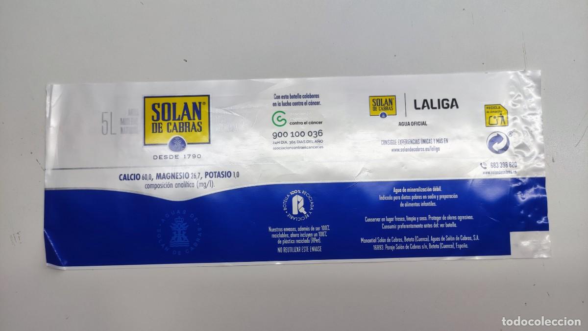 Etiquetas antiguas: ETIQUETA AGUA - SOLAN DE CABRAS 5L - R12406