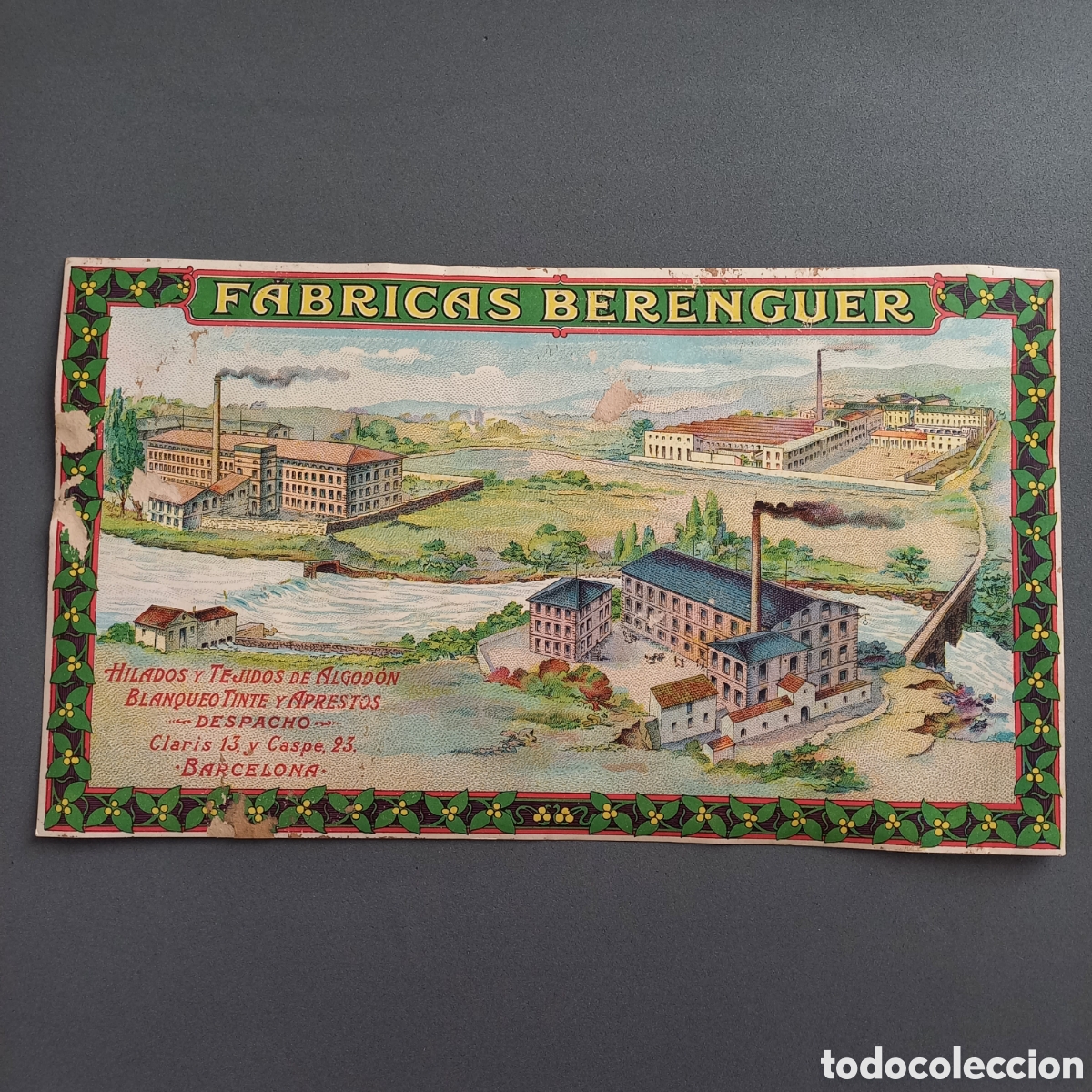 Old Labels: Antigua etiqueta de F&Aacute;BRICAS BERENGUER, Hilados y tejidos de Algod&oacute;n, Barcelona, a&ntilde;os 20-30