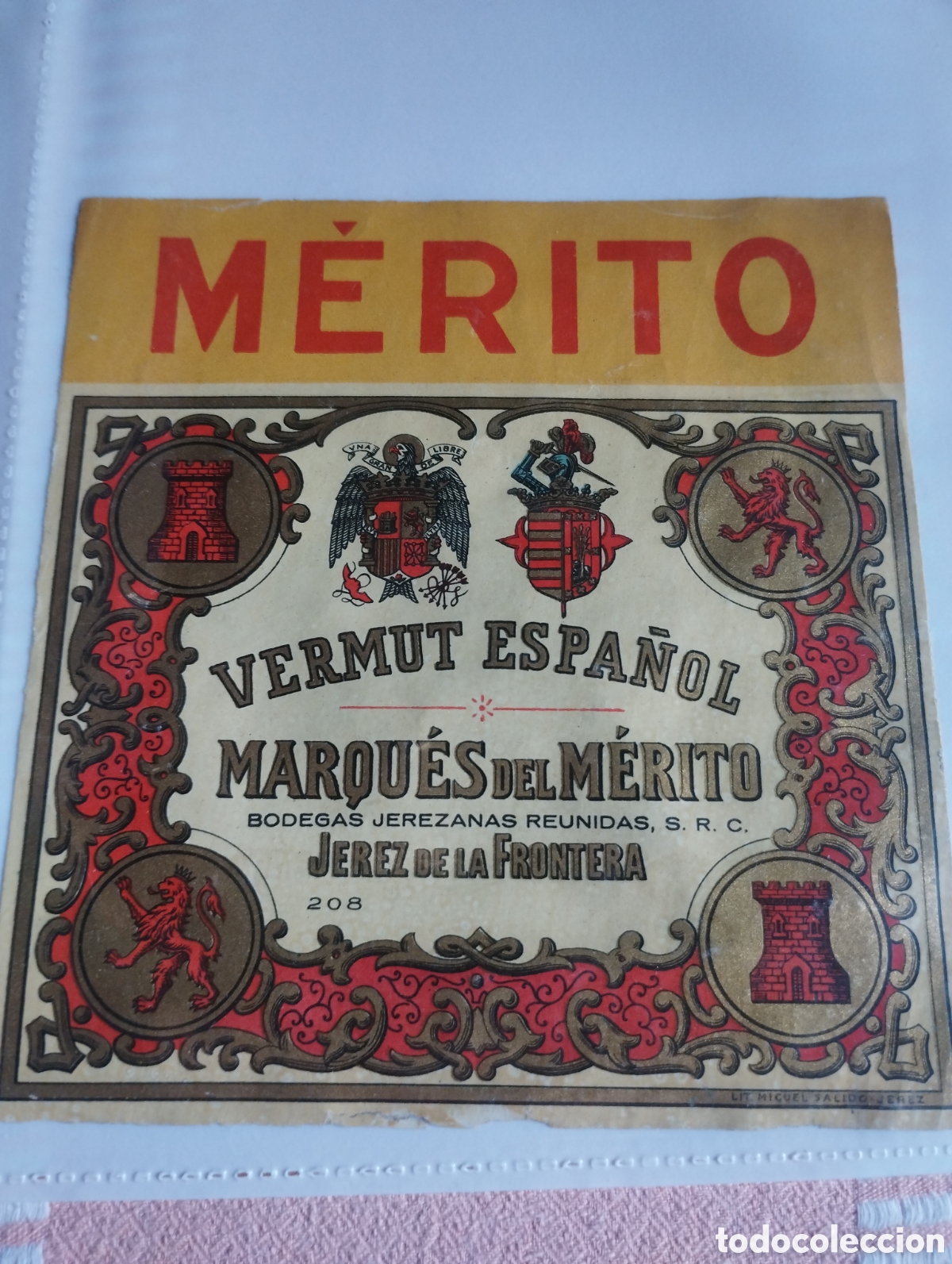 Old Labels: Vermut Espa&ntilde;ol Marqu&eacute;s del M&eacute;rito Jerez de la Frontera
